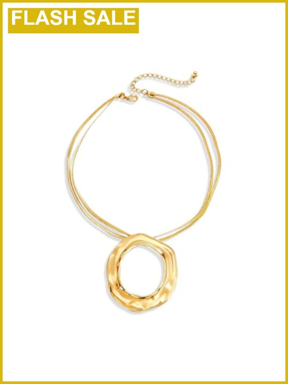 Chunky Gold Plated Circle Statement Necklace Layered Snake Chain Collar
